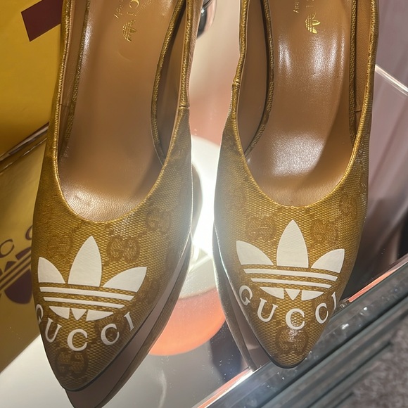 Gucci x Adidas Pump Heels Vintage GG Crystal Midas-Natural Nut - Picture 3 of 6